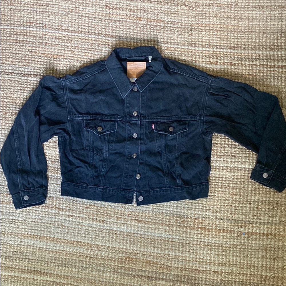 WOMENS LEVI’S BLACK CROPPED JEAN JACKET SZM